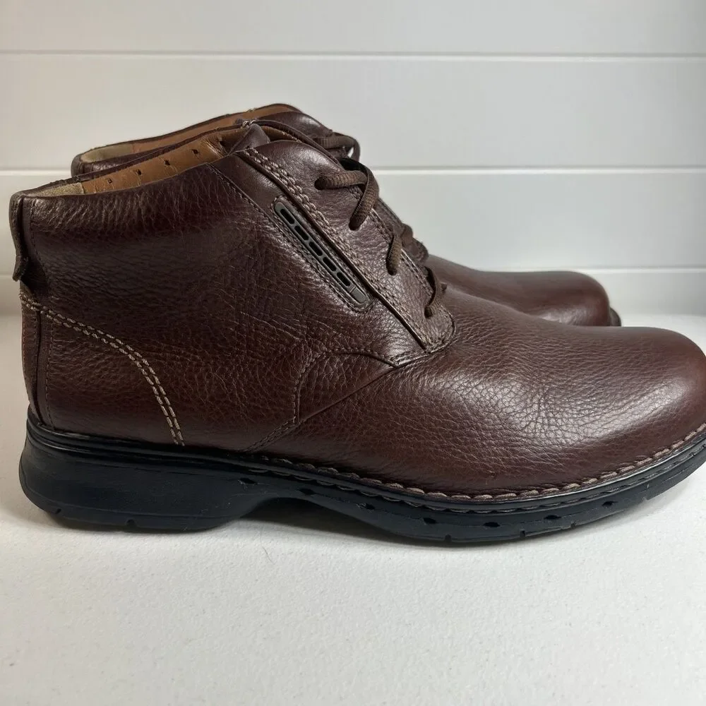 CLARK'S Unstructured Men’s Boots Size 12 Brown Chukka Leather Lace Up Ankle